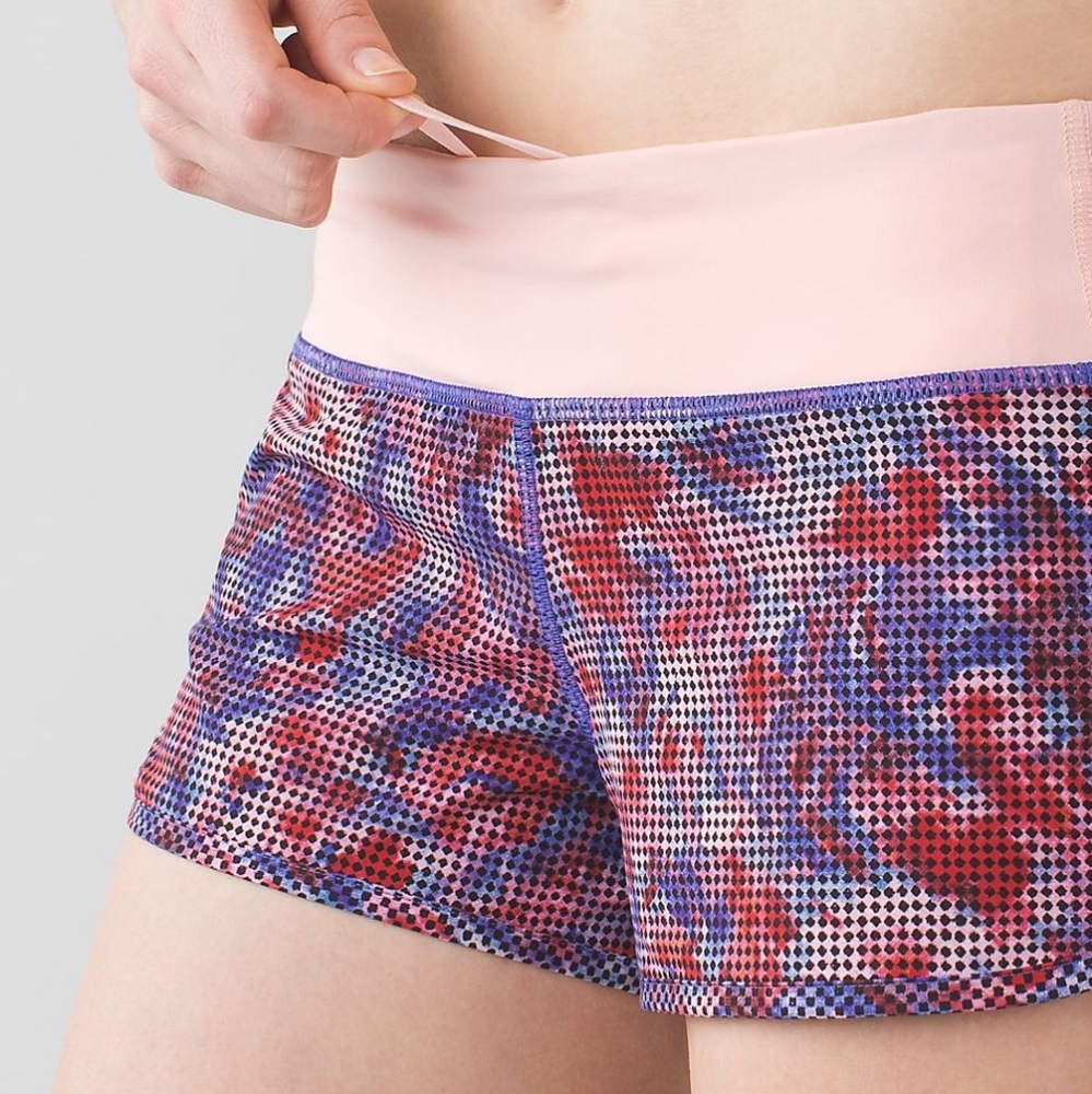 EUC 💎 Lululemon Speed Short *Checker Blooms Multi / Minty Pink Size 2 - Picture 5 of 9